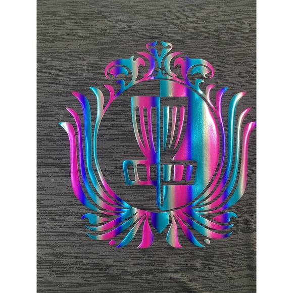 Disc Golf Shirt RAINBOW HOLOGRAPHIC HYZER Logo Unisex Jersey Active XL Grey - Picture 4 of 12